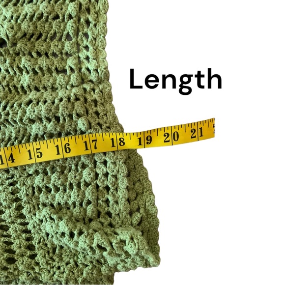 Isabella Rodriguez green cropped knit crochet cardigan sweater 90s M - Picture 6 of 7
